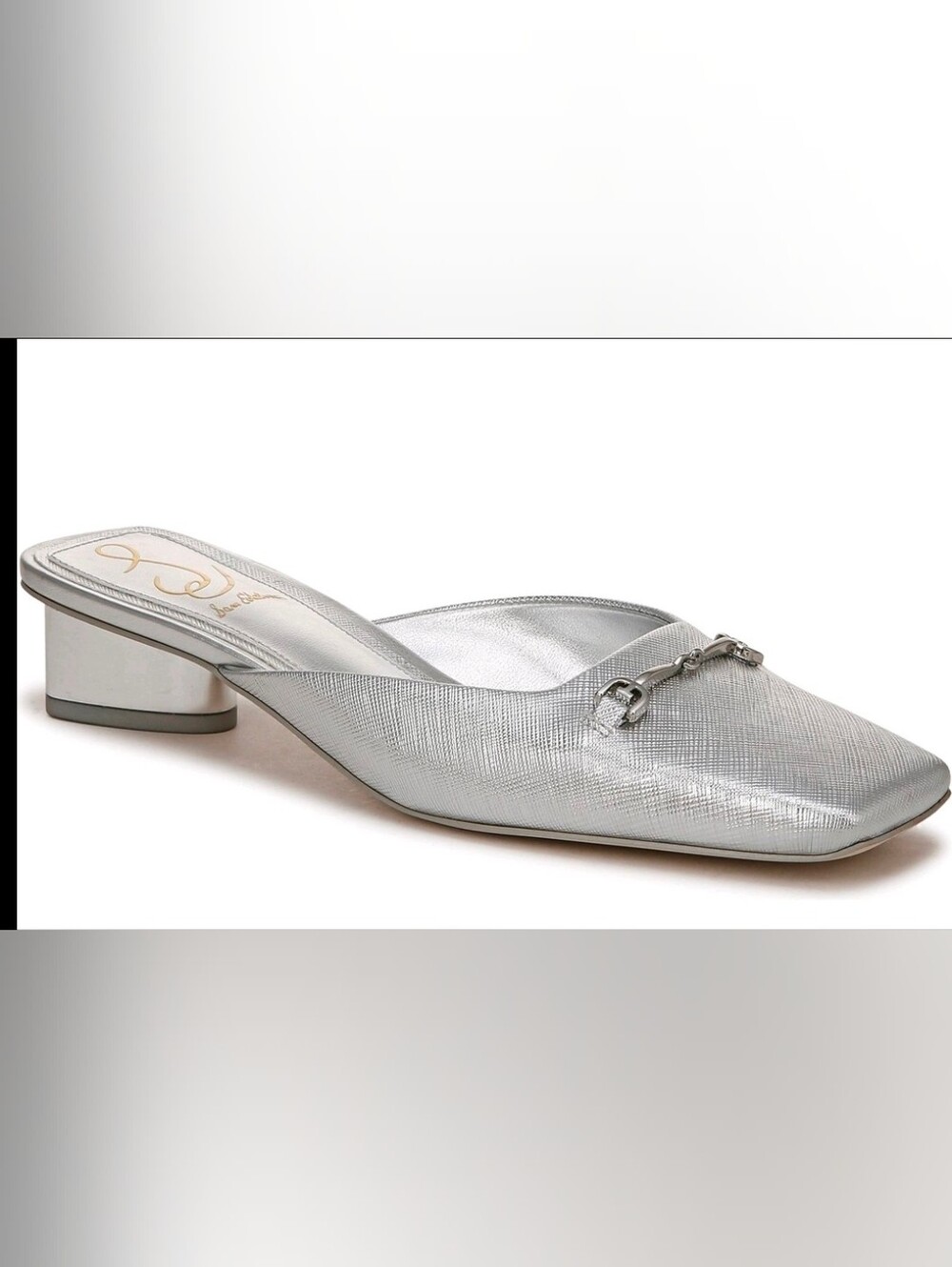 Sam& Edler Silver Slip-On Mule Heels with Decorative Bit Size 7